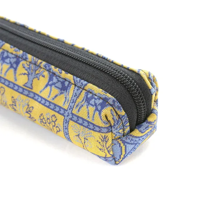 Nishijin-ori Pencil Case - The Bull in the I a r u Field - ,  Made in Kyoto, Japan,  Japanese traditional craft pen case