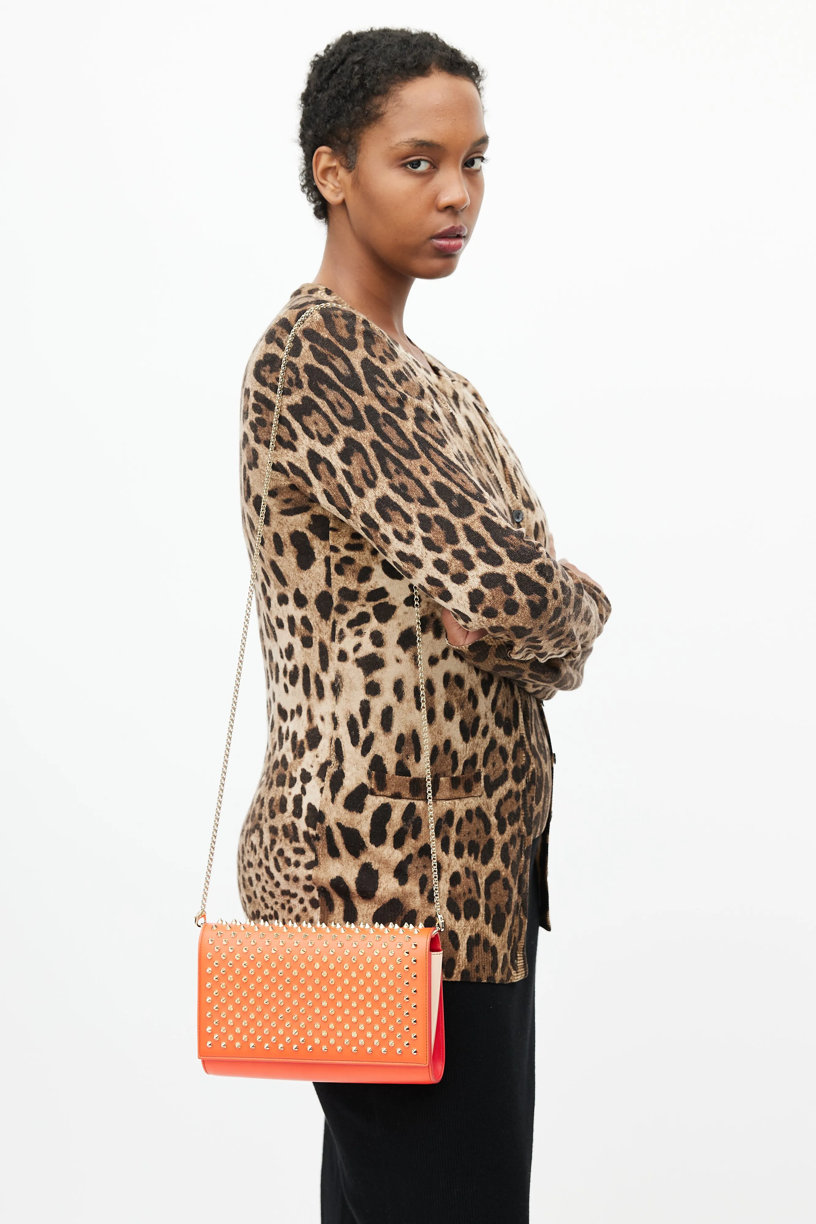 Orange & Gold Studded Paloma Shoulder Bag