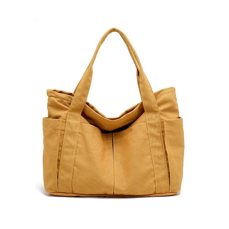 Oversize Functional Canvas Tote Bag | Shoulder Bag