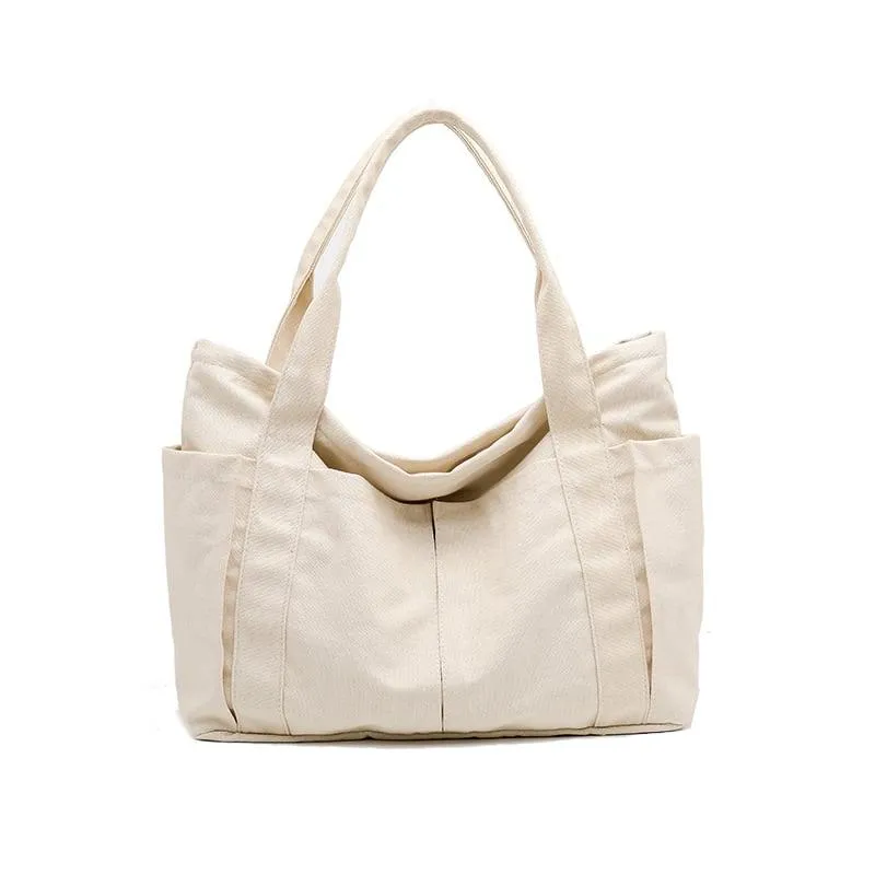 Oversize Functional Canvas Tote Bag | Shoulder Bag