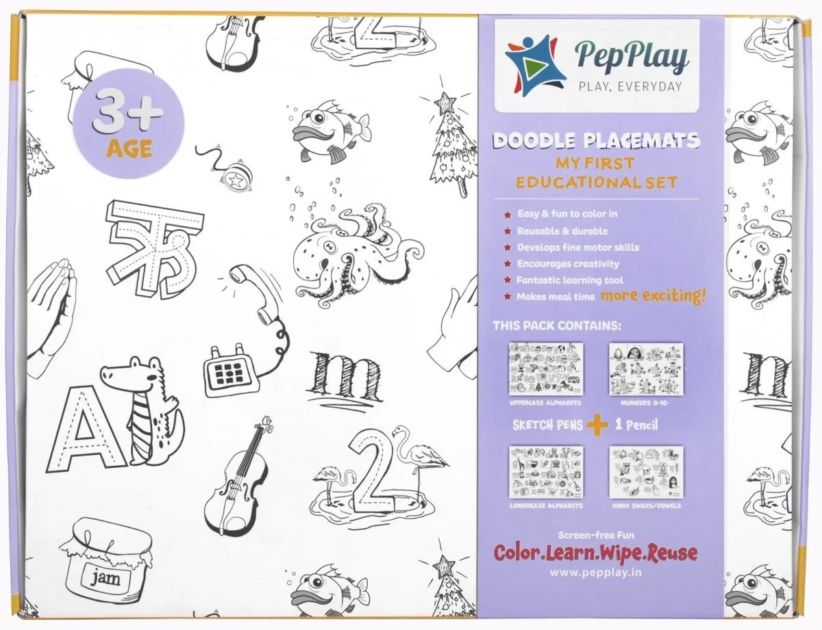 PepPlay Doodle Placemats – My First Educational Set (DIY Drawing Kit)