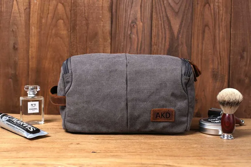 Personalized Mens Toiletry Bag Canvas Hanging Travel Dopp Kit Bag