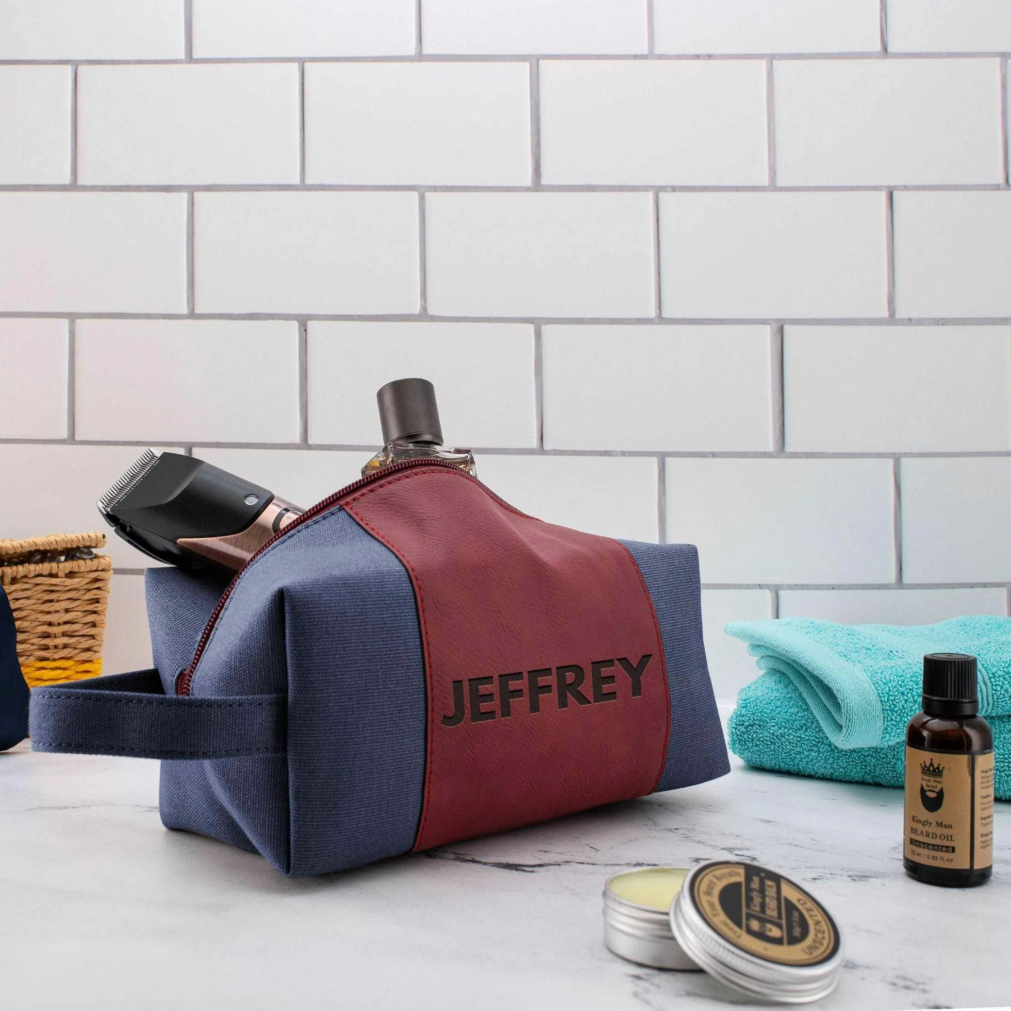 Personalized Toiletry Bag - Engraved Toiletry Bag, Custom Leather Bag