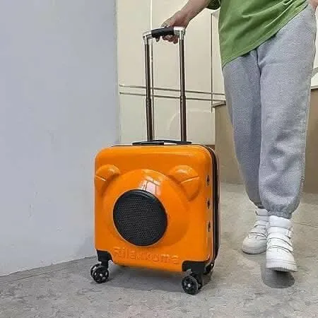 PetGains PGVC Airline Approved Large Space Breathable Pet Trolley Cat Dog Carrier (Orange)