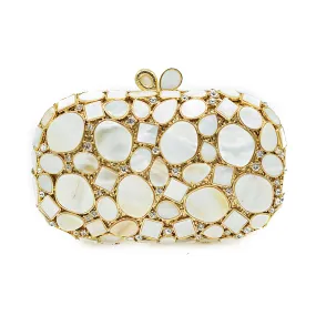 Pre Order:  White Shell Crystal Clutch Bag