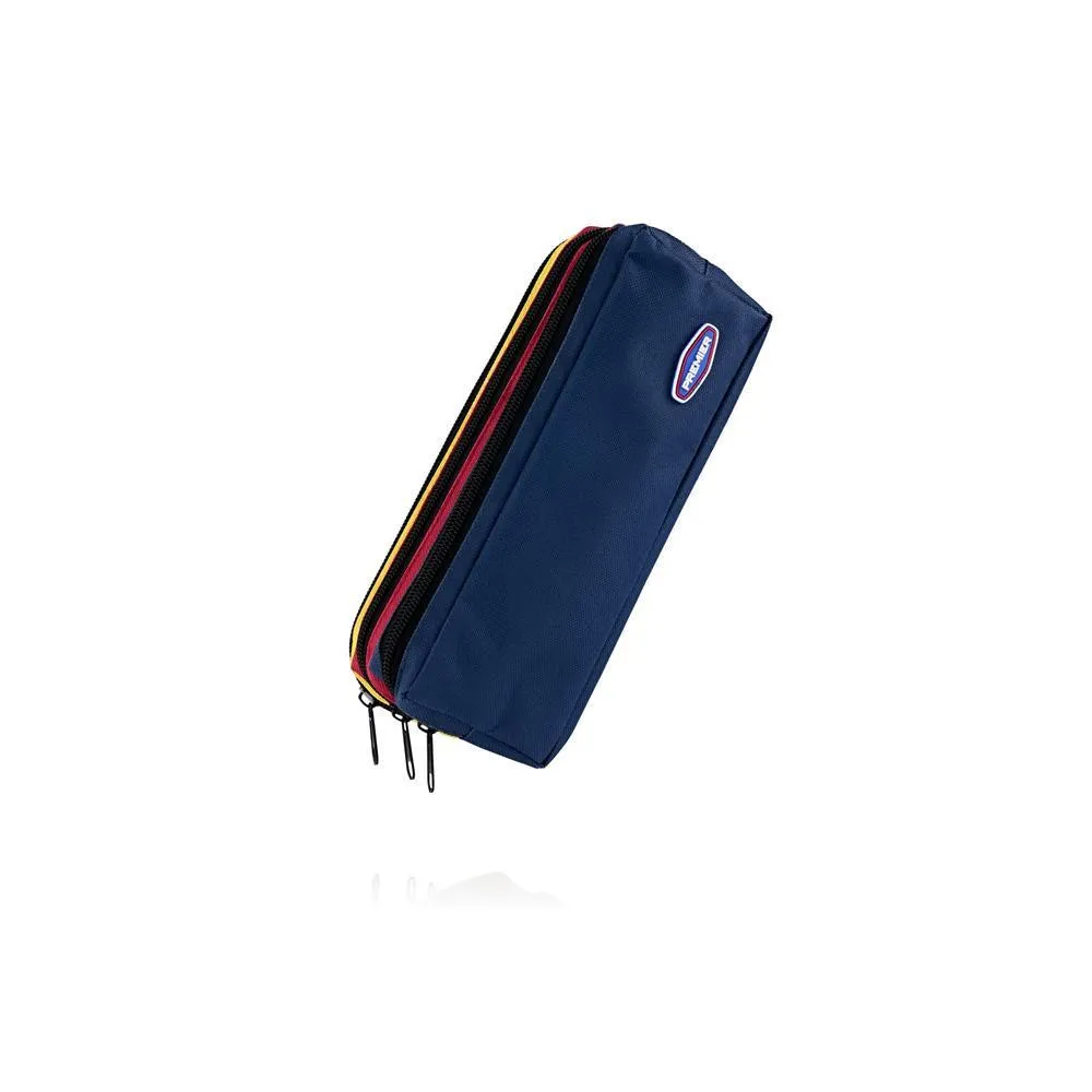 Premier - 3 Pocket Zip Pencil Case - Blue & Red