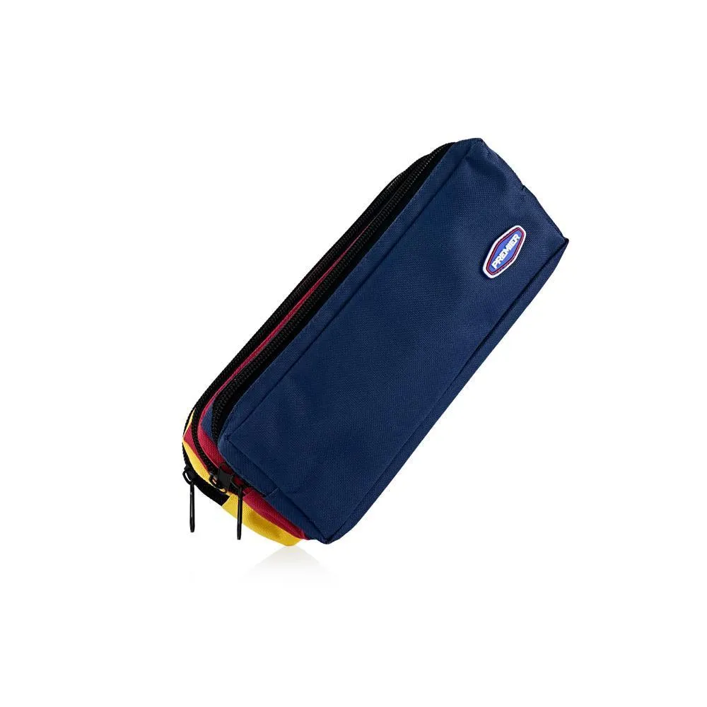 Premier - 3 Pocket Zip Pencil Case - Blue & Red