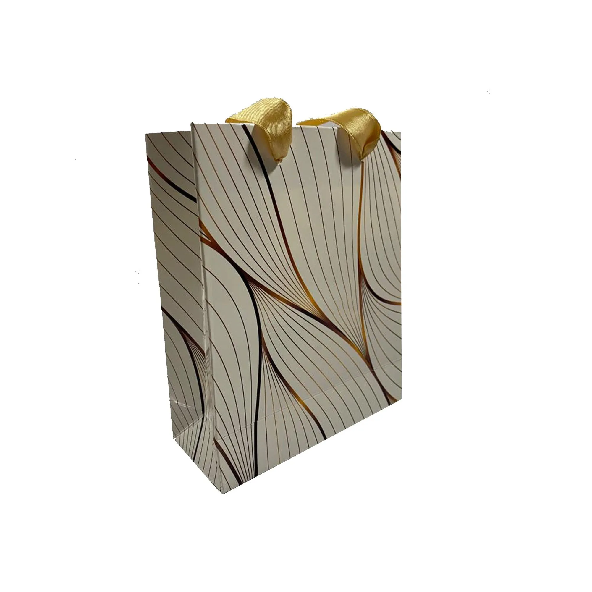 Premium Gloss Laminated Marble Effect, Ribbon Handle Paper Bags