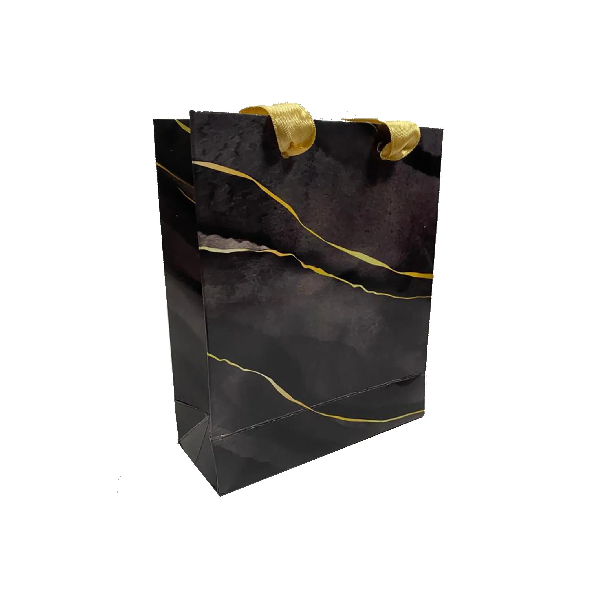 Premium Gloss Laminated Marble Effect, Ribbon Handle Paper Bags