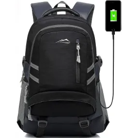 ProEtrade Backpack Bookbag for School College Student Travel Business with USB Charging Port | Black