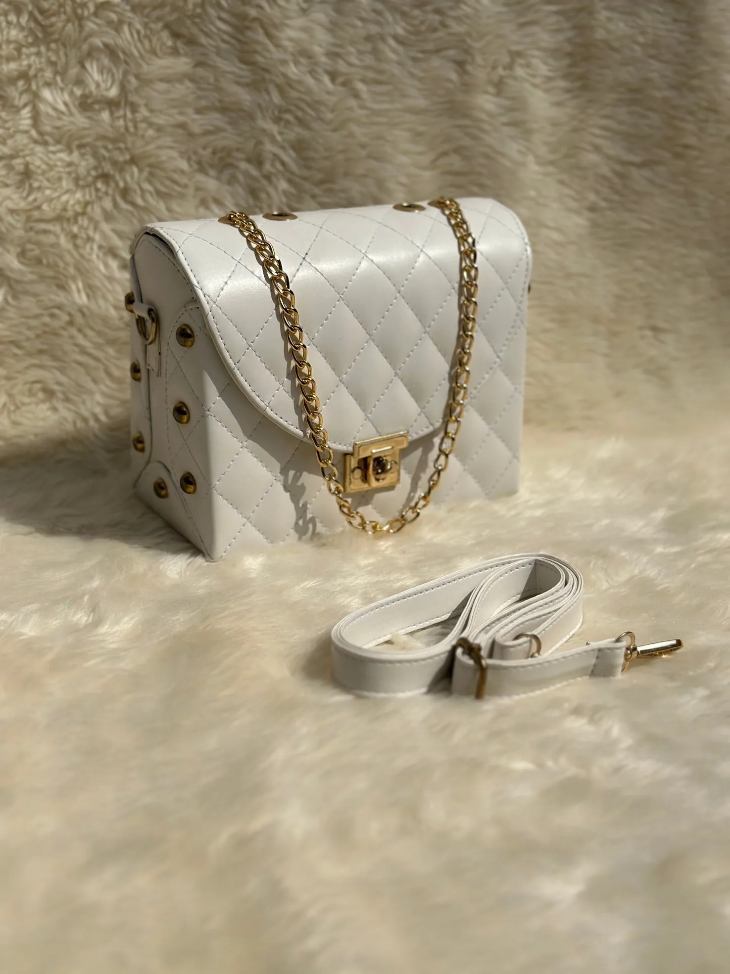 Pyramid White Crossbody Bag