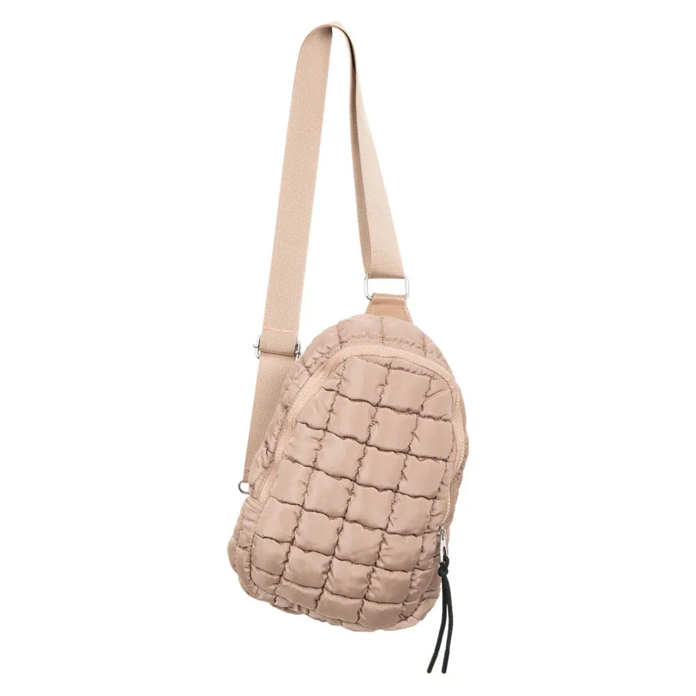 Quilted Sling Bag - Tan