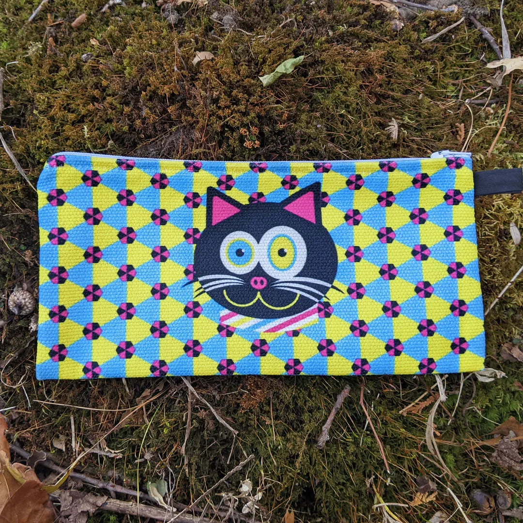 "CMYKat" Small Zipper Pouch - Cat Pencil Case - Makeup Bag