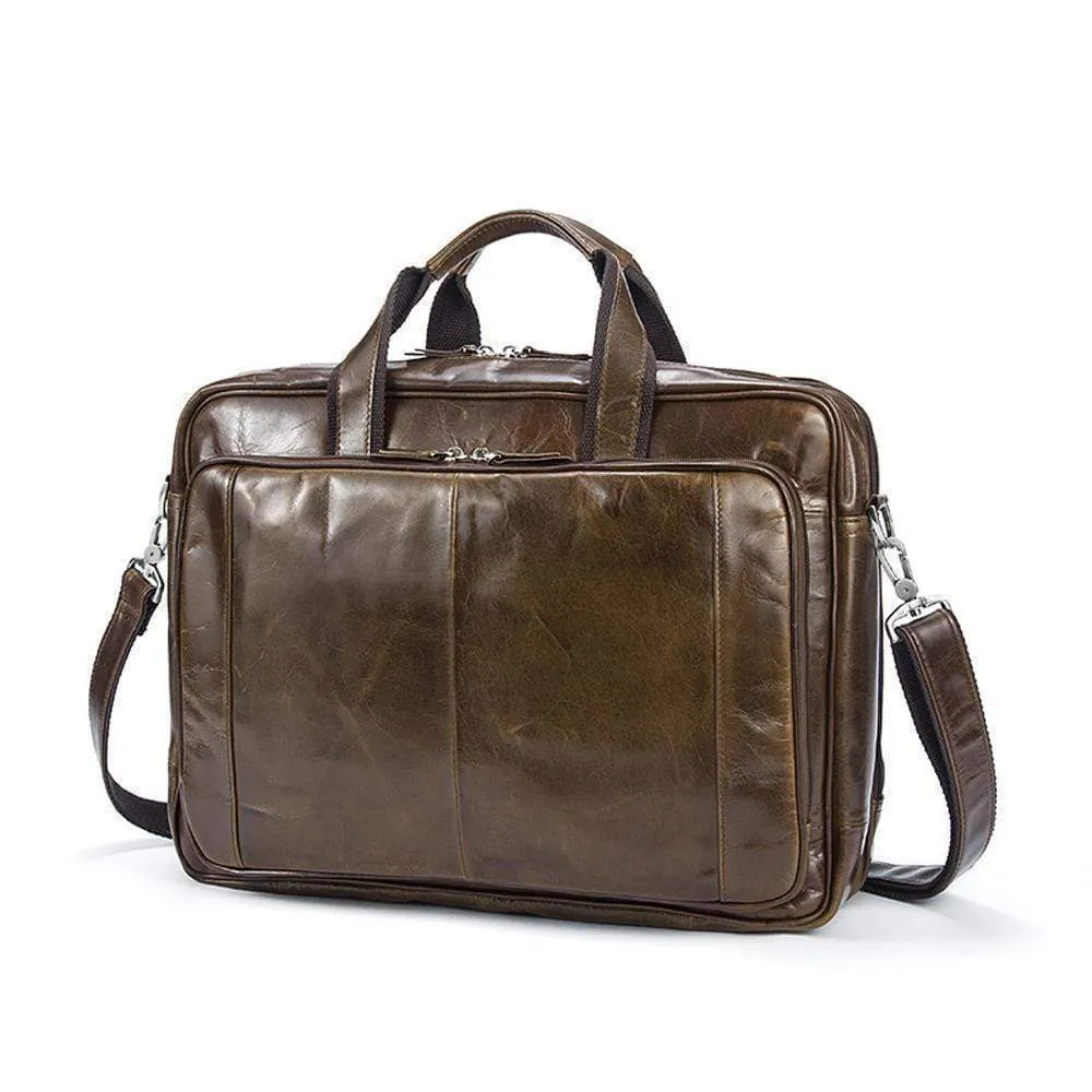 Rossie Viren Vegetable Brown Large Double Zip Briefcase