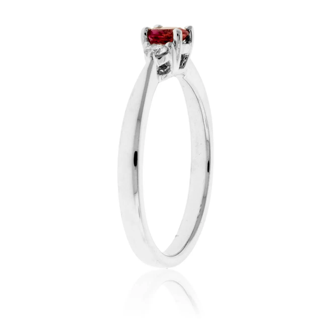 Round Red Beryl & Round Diamond Platinum Ring