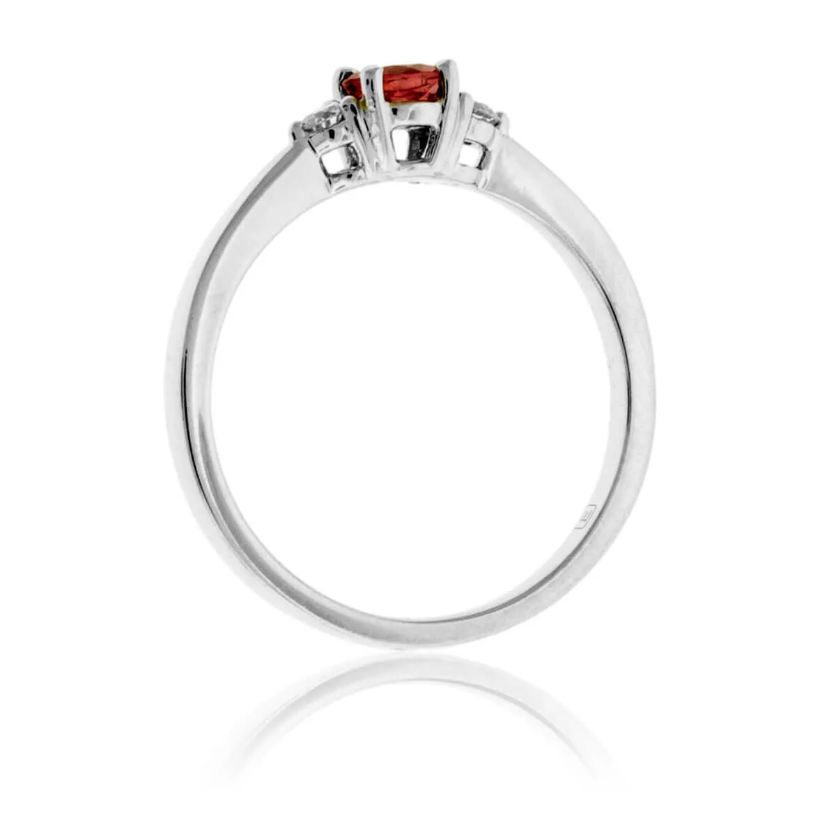 Round Red Beryl & Round Diamond Platinum Ring