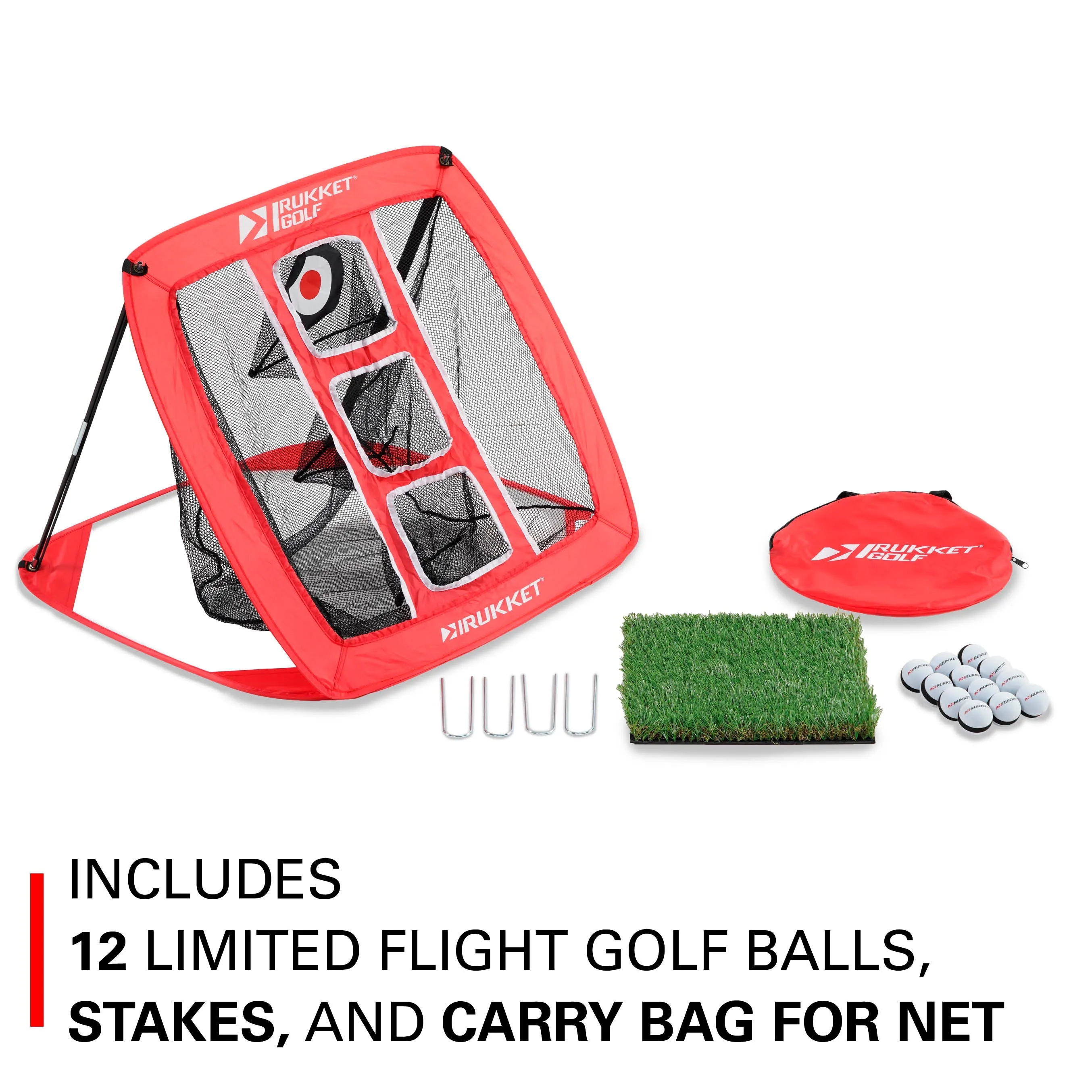 Rukket Sports Haack Chipping Net with Turf Mat & 12 Practice Balls