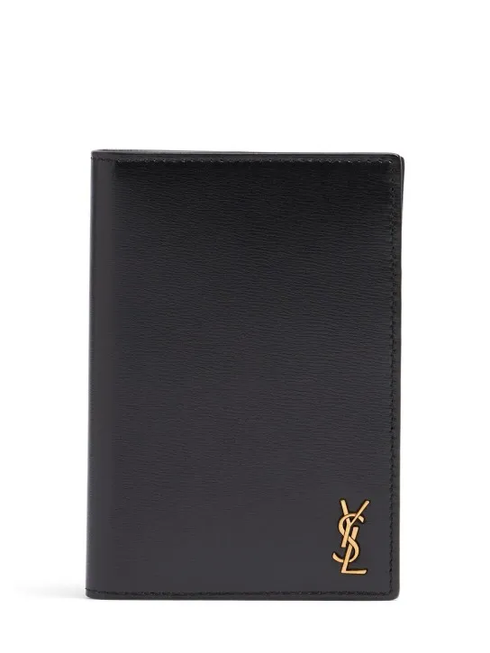 Saint Laurent   Tiny Cassandre leather passport case 