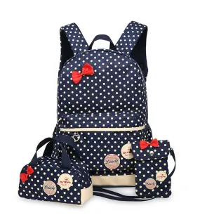 School Bags for Teenagers Girls Schoolbag Large Capacity Ladies Dot Printing School Backpack set Rucksack Bagpack Cute Book Bags