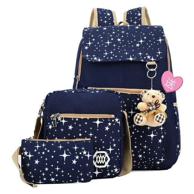 School Bags for Teenagers Girls Schoolbag Large Capacity Ladies Dot Printing School Backpack set Rucksack Bagpack Cute Book Bags