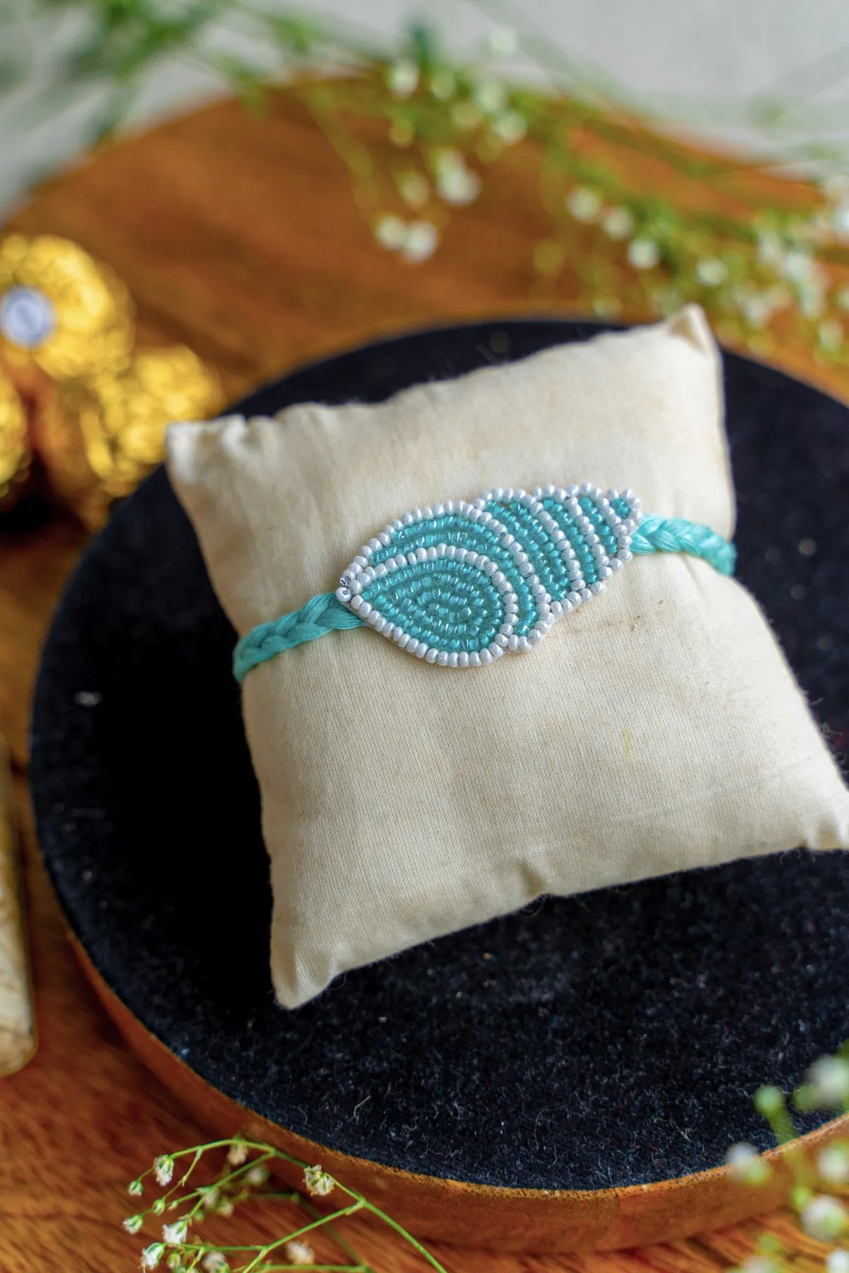 Shell Embroidered Rakhi