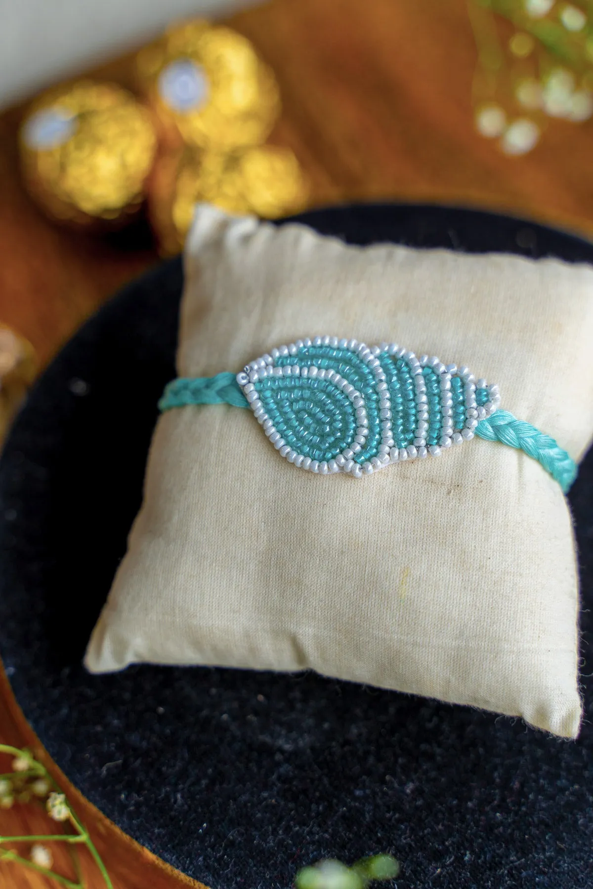 Shell Embroidered Rakhi