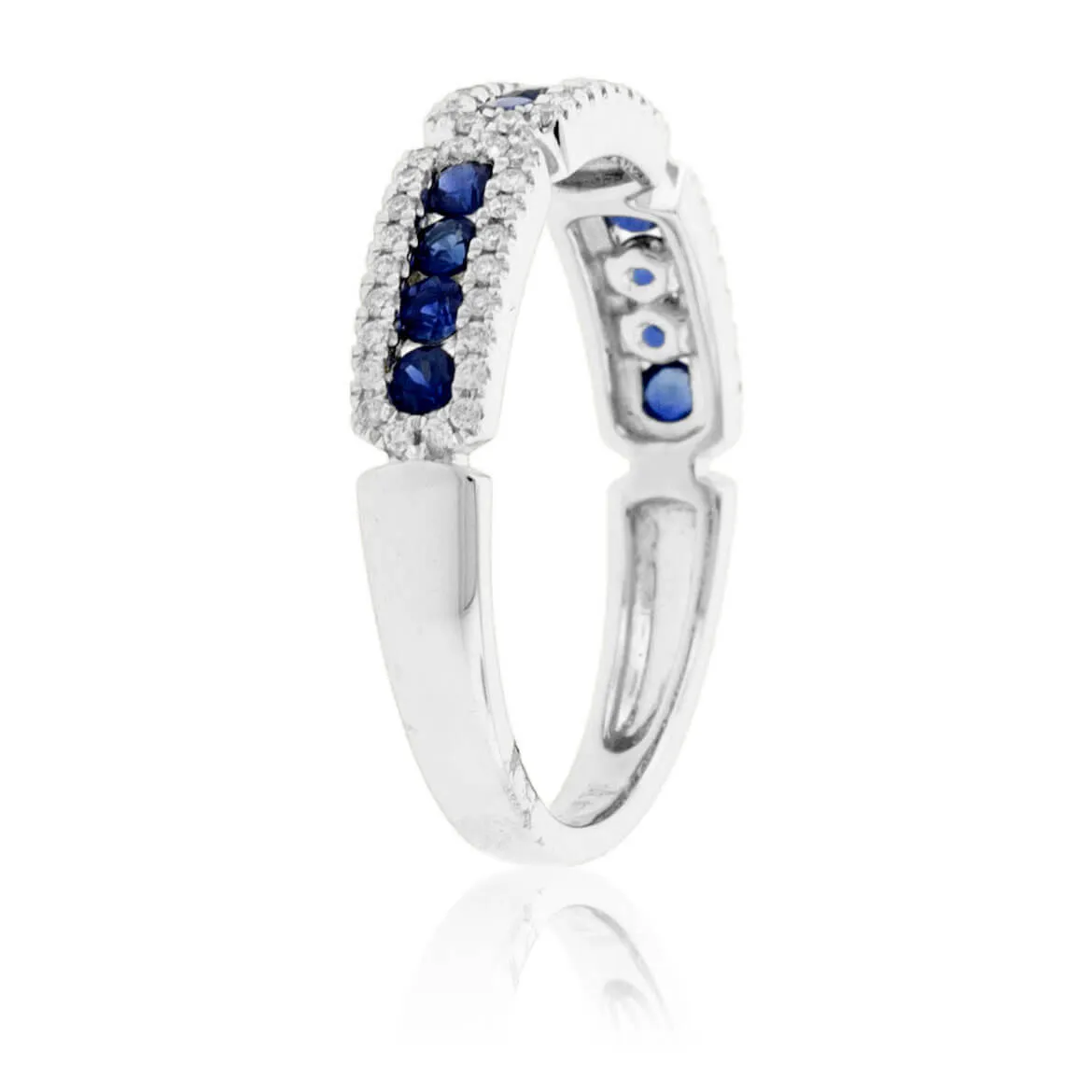 Small Blue Sapphire & Diamond Halos Ring