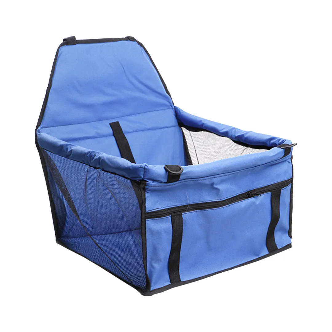 SOGA 2X Waterproof Pet Booster Car Seat Breathable Mesh Safety Travel Portable Dog Carrier Bag - Blue