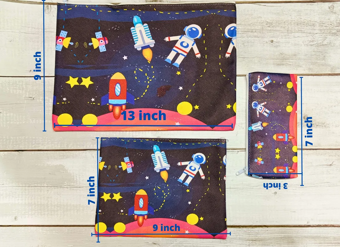 Space Multipurpose Travel Organizer stationery accessories Storage pouches (Pack of 3, Random color)