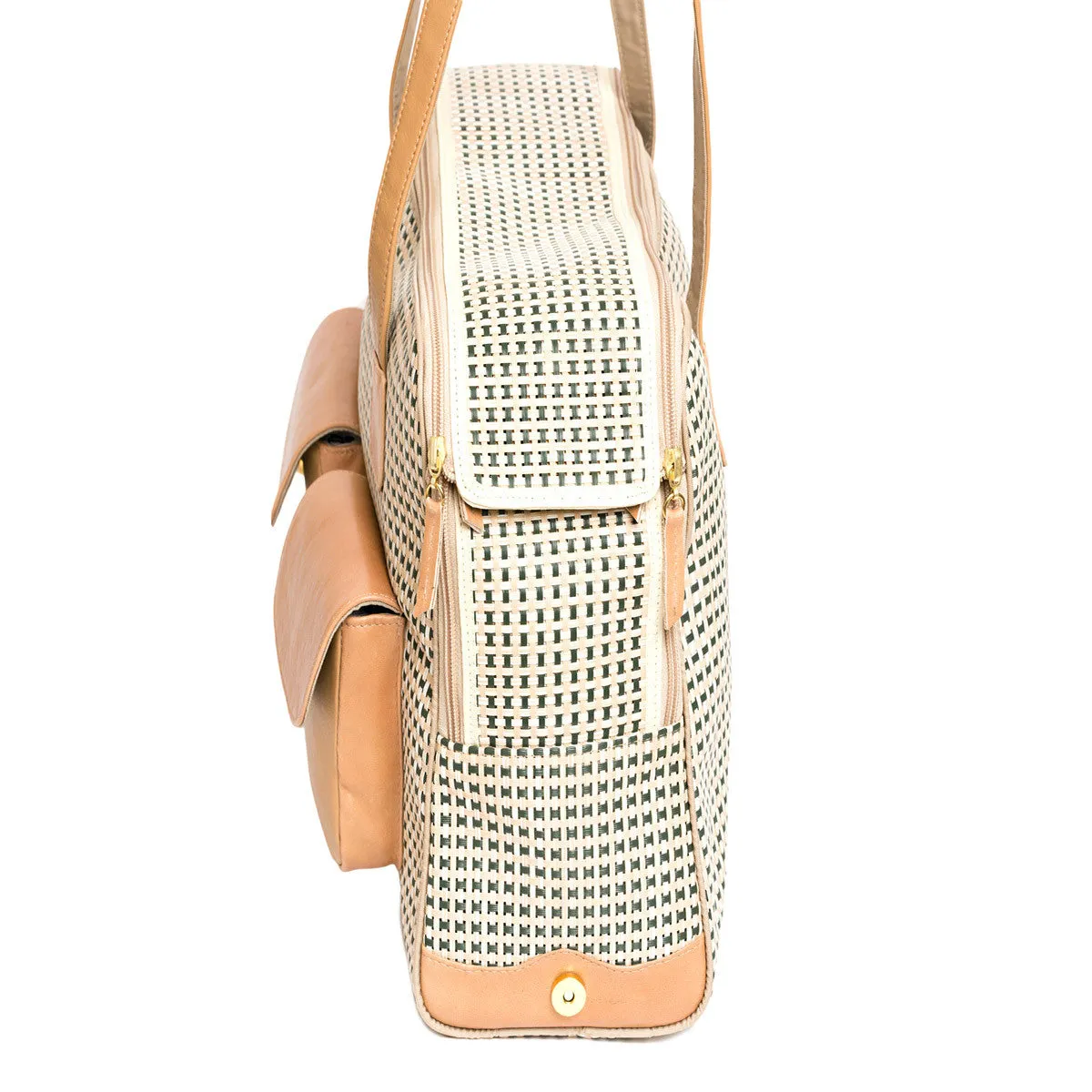 Spring/Summer - All Mesh Spring/Summer - Beige/Green Multi Mesh - "See Through" - Leather Trim