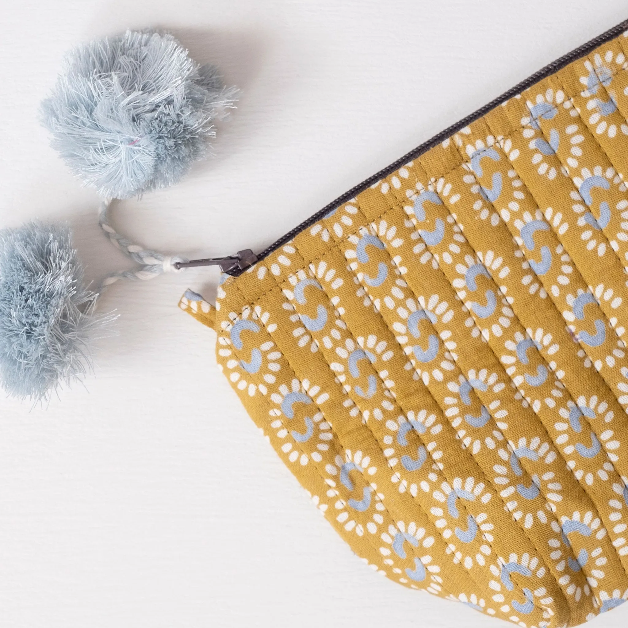 Sunburst Dark Honey Block Printed Makeup Pouch