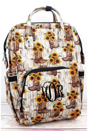 Sunflower Boot Bouquet Diaper Bag Back Pack (NGIL)