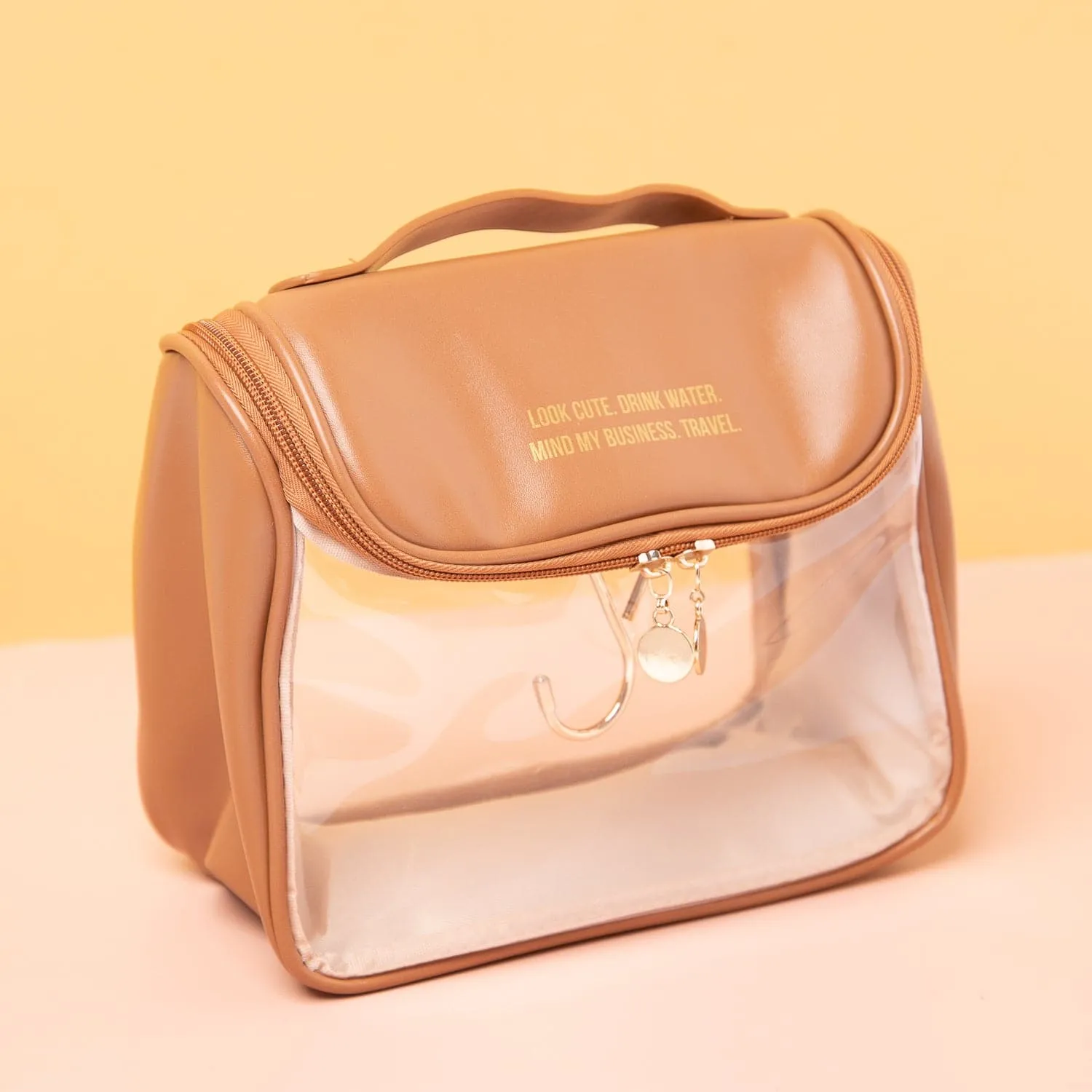 The Motto Hanging Toiletry Bag - Brown