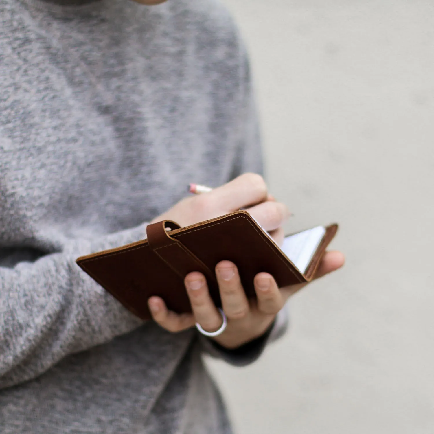 The Surveyor Fine Leather Pocket Journal Cover for Field Notes