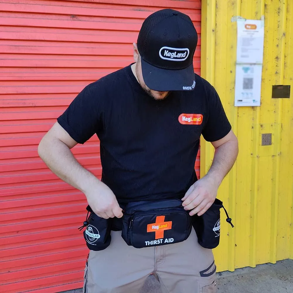 Thirst Aid Action Satchel  - Bum Bag for Beer - Incl. 2 x Cannular Coozies