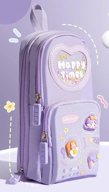 Three-Layer Cartoon Schoolbag and Pencil Case Set