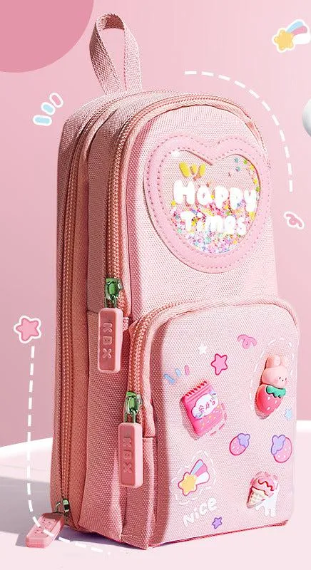 Three-Layer Cartoon Schoolbag and Pencil Case Set