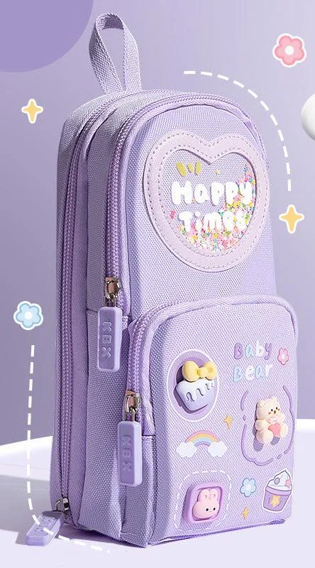 Three-Layer Cartoon Schoolbag and Pencil Case Set