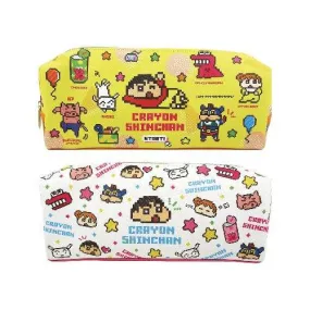 T'S FACTORY KS-552381 Crayon Shinchan Pattern 2 1 Soft Leather Double Layer Good Storage Dot Matrix Retro Pencil Case