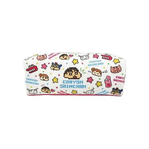 T'S FACTORY KS-552381 Crayon Shinchan Pattern 2 1 Soft Leather Double Layer Good Storage Dot Matrix Retro Pencil Case