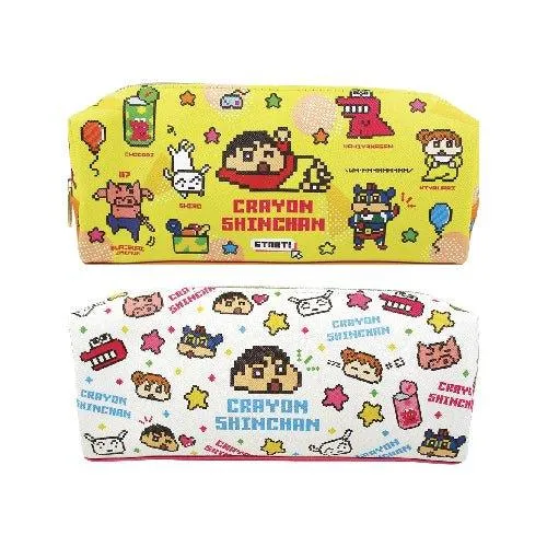 T'S FACTORY KS-552381 Crayon Shinchan Pattern 2 1 Soft Leather Double Layer Good Storage Dot Matrix Retro Pencil Case