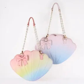 Uniwim Lovely Rainbow Gradient Big Scallop Shell Bag Women Lolita Jk  Kawaii Girl Gothic Lolita Shoulder Bag Loli Cosplay Cute Girl