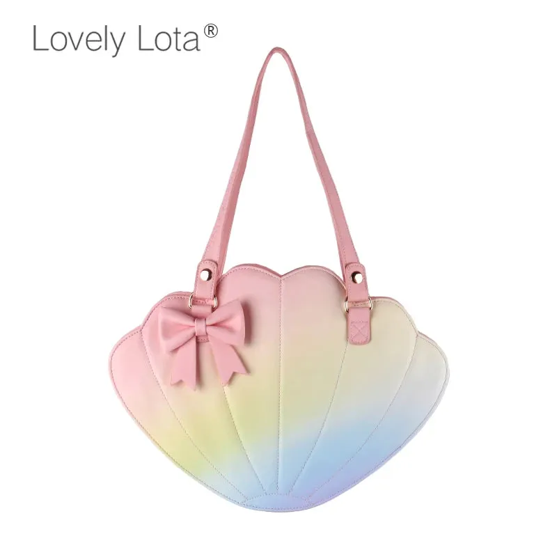 Uniwim Lovely Rainbow Gradient Big Scallop Shell Bag Women Lolita Jk  Kawaii Girl Gothic Lolita Shoulder Bag Loli Cosplay Cute Girl