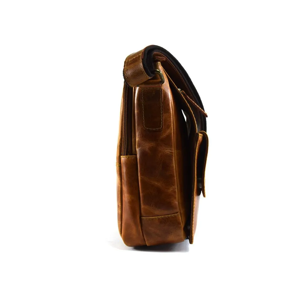 Urban Messenger Bag in Cognac Leather - Cncled carry