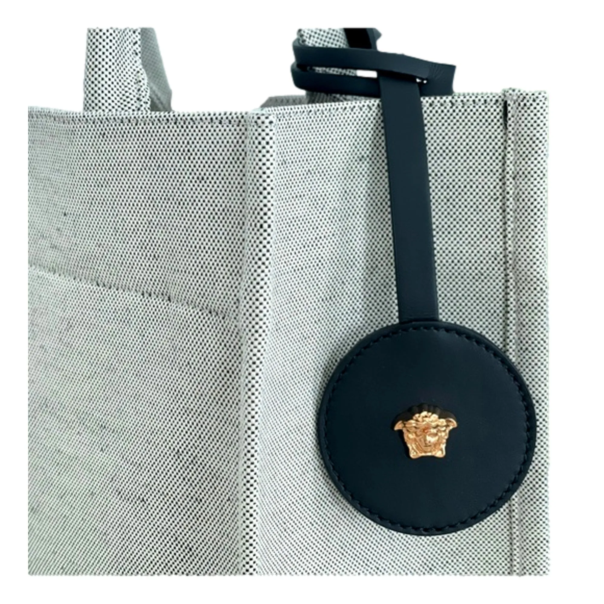 Versace Ecru Canvas Studded Logo Totebag