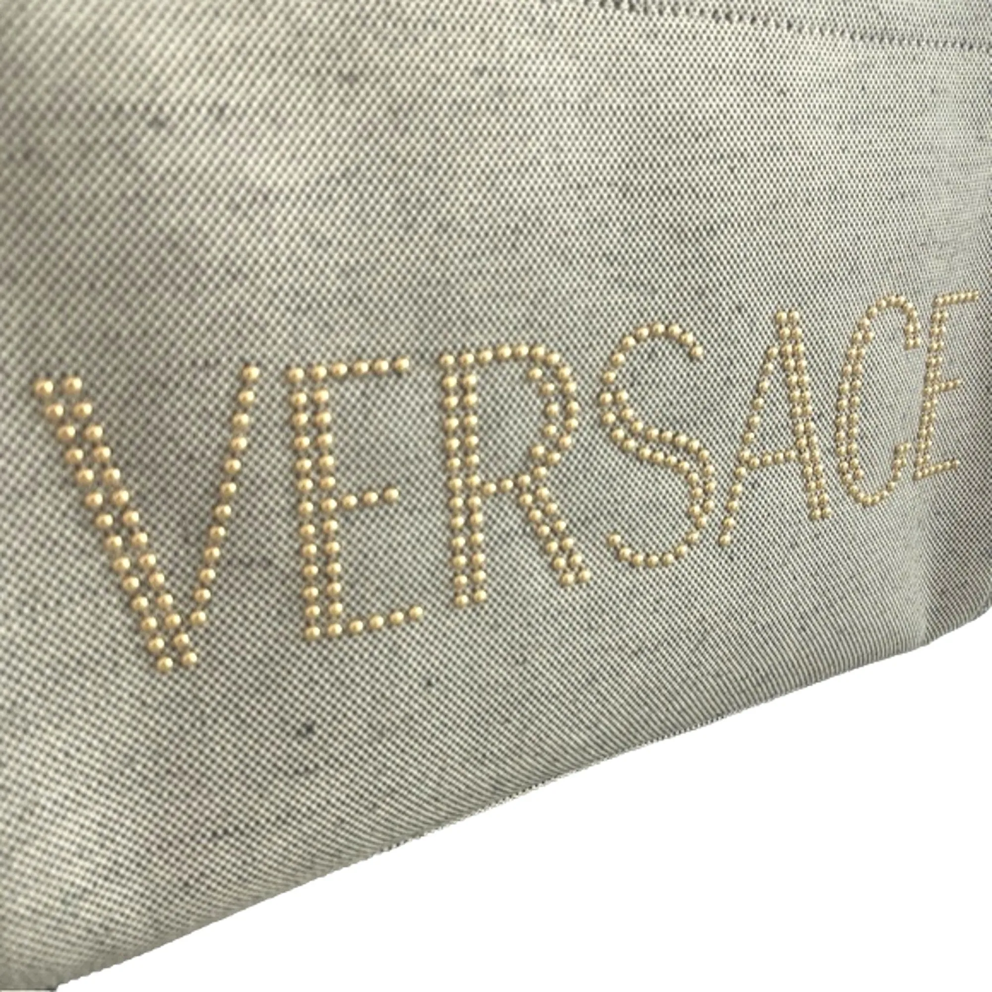 Versace Ecru Canvas Studded Logo Totebag