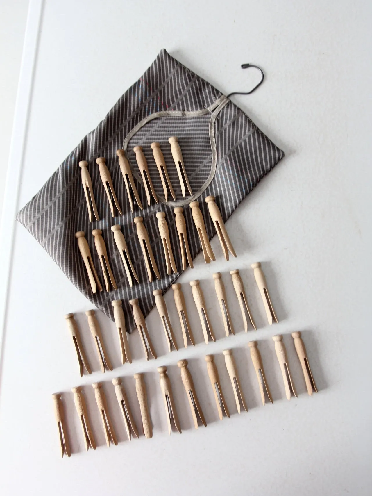 vintage clothespins with storage bag