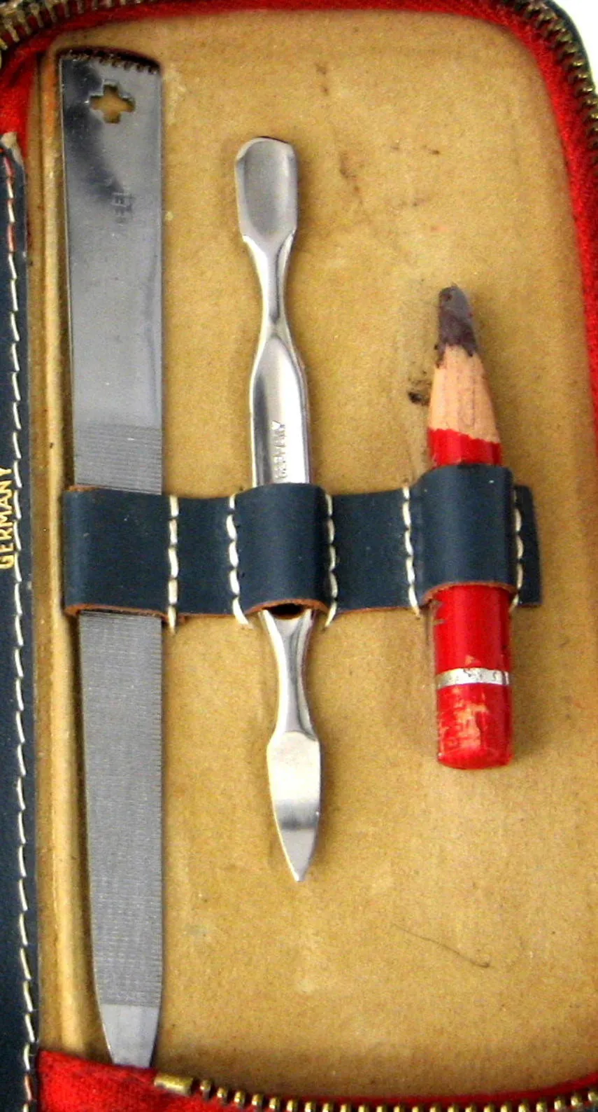 Vintage LaCross Manicure Set Leather Travel Manicure 1960s Gents Travel Set