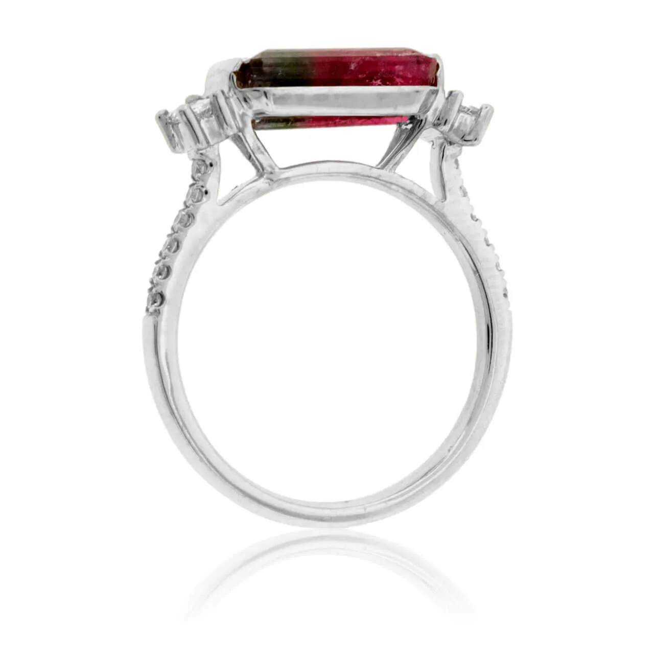 Watermelon Tourmaline & Diamond Baguette Ring