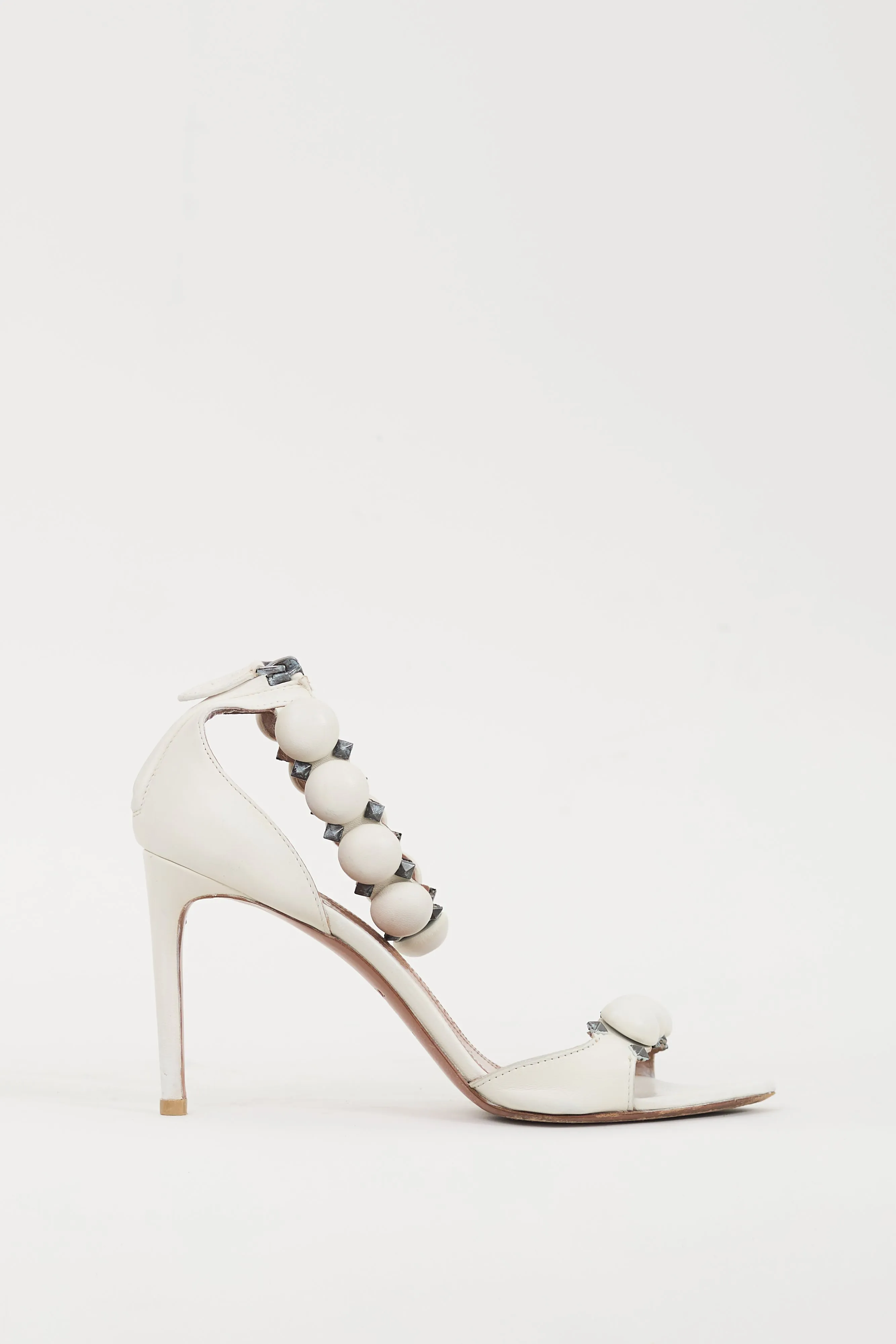 White & Silver Leather Bombe Sandal